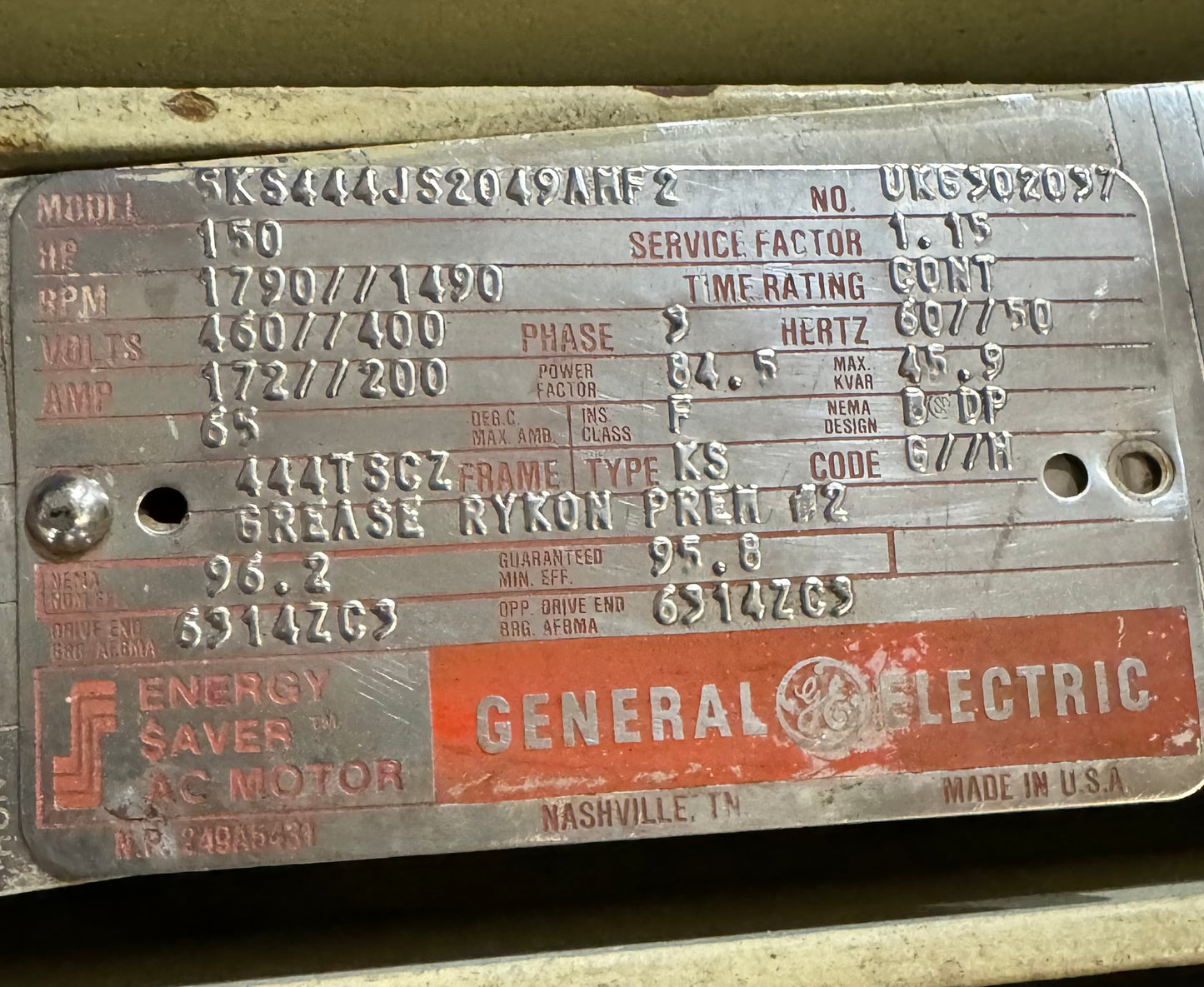 General Electric Energy Saver AC Motor 150 HP