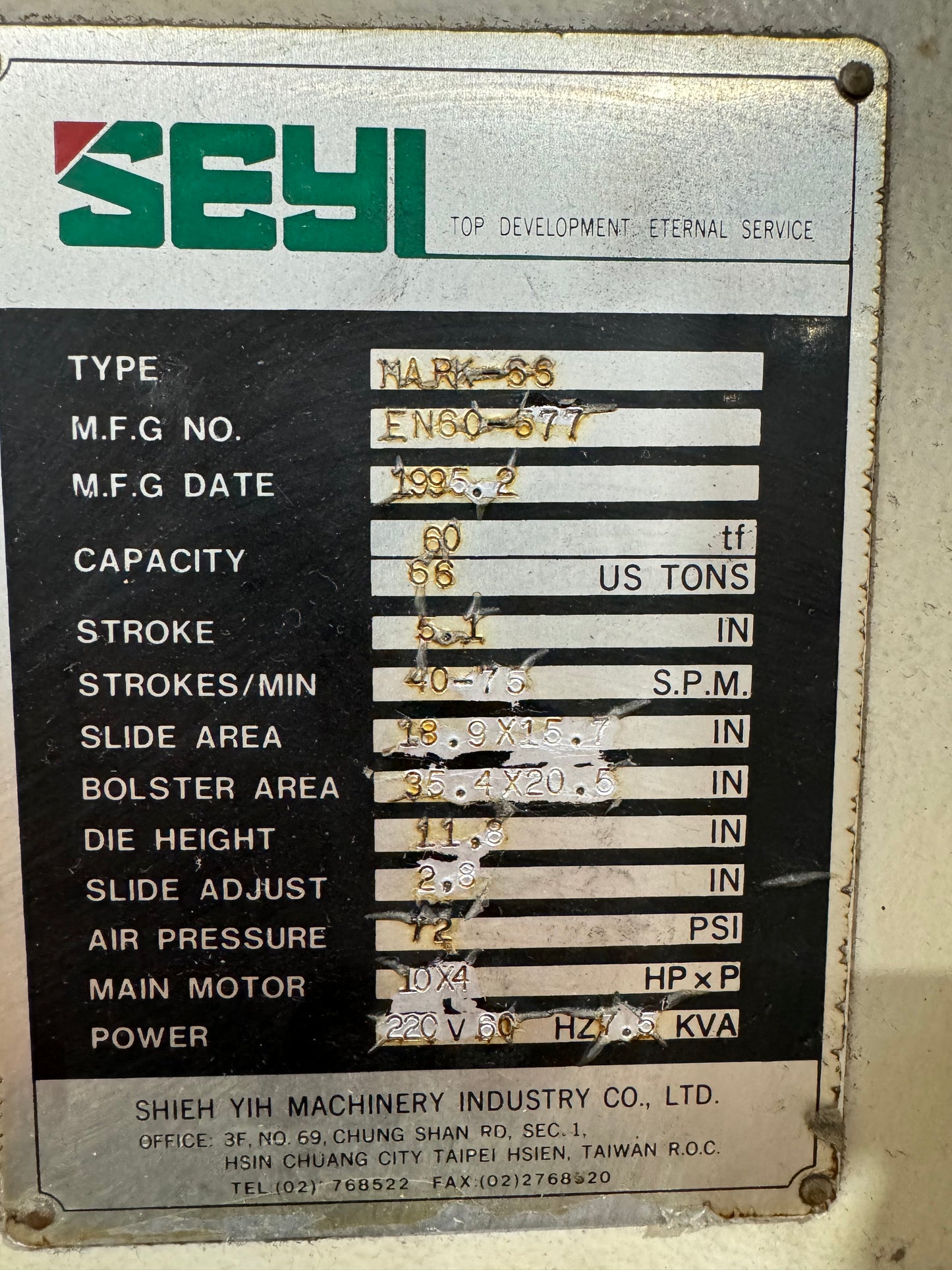Seyi 66 Ton Gap Frame Press