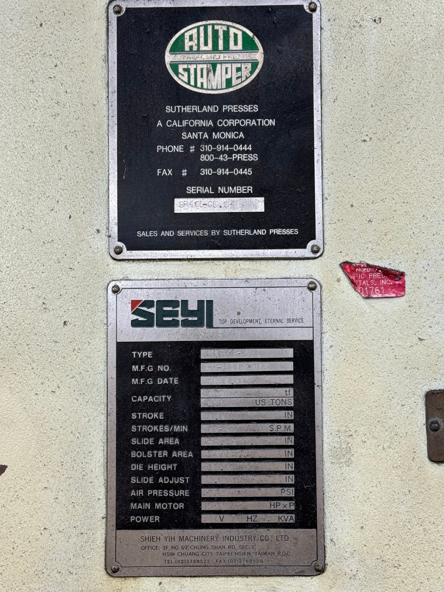 Seyi 121 Ton Gap Frame Press